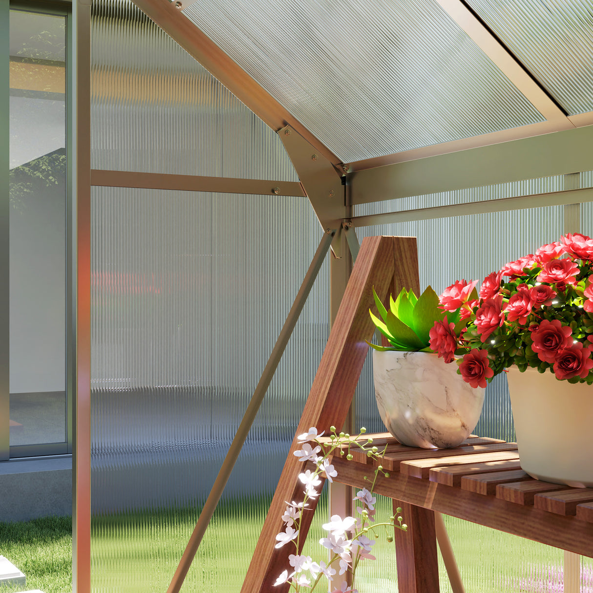 Aluminium Frame Garden Greenhouse 6ft x 4ft With Slide Door - Velmora
