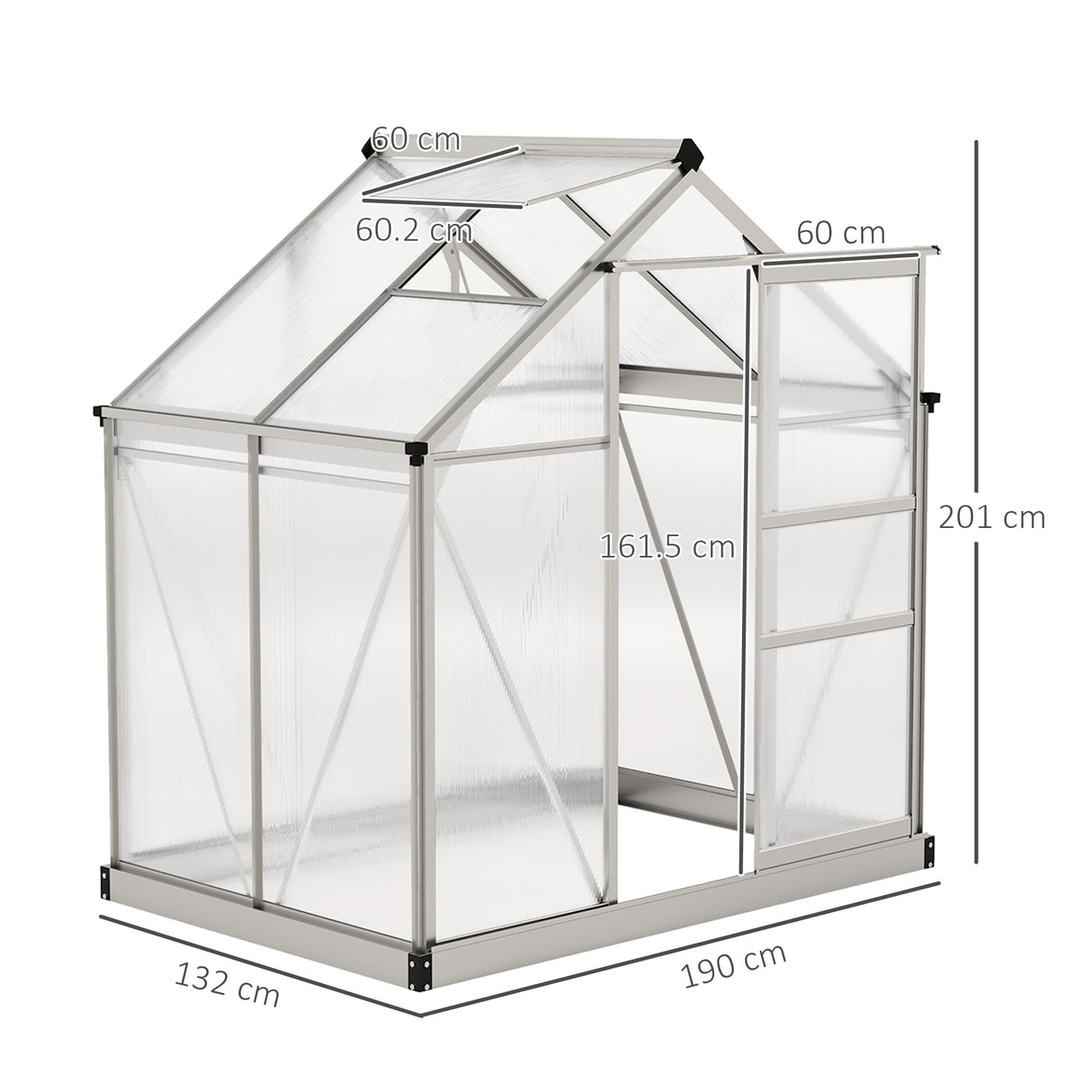 Aluminium Frame Garden Greenhouse 6ft x 4ft With Slide Door - Velmora