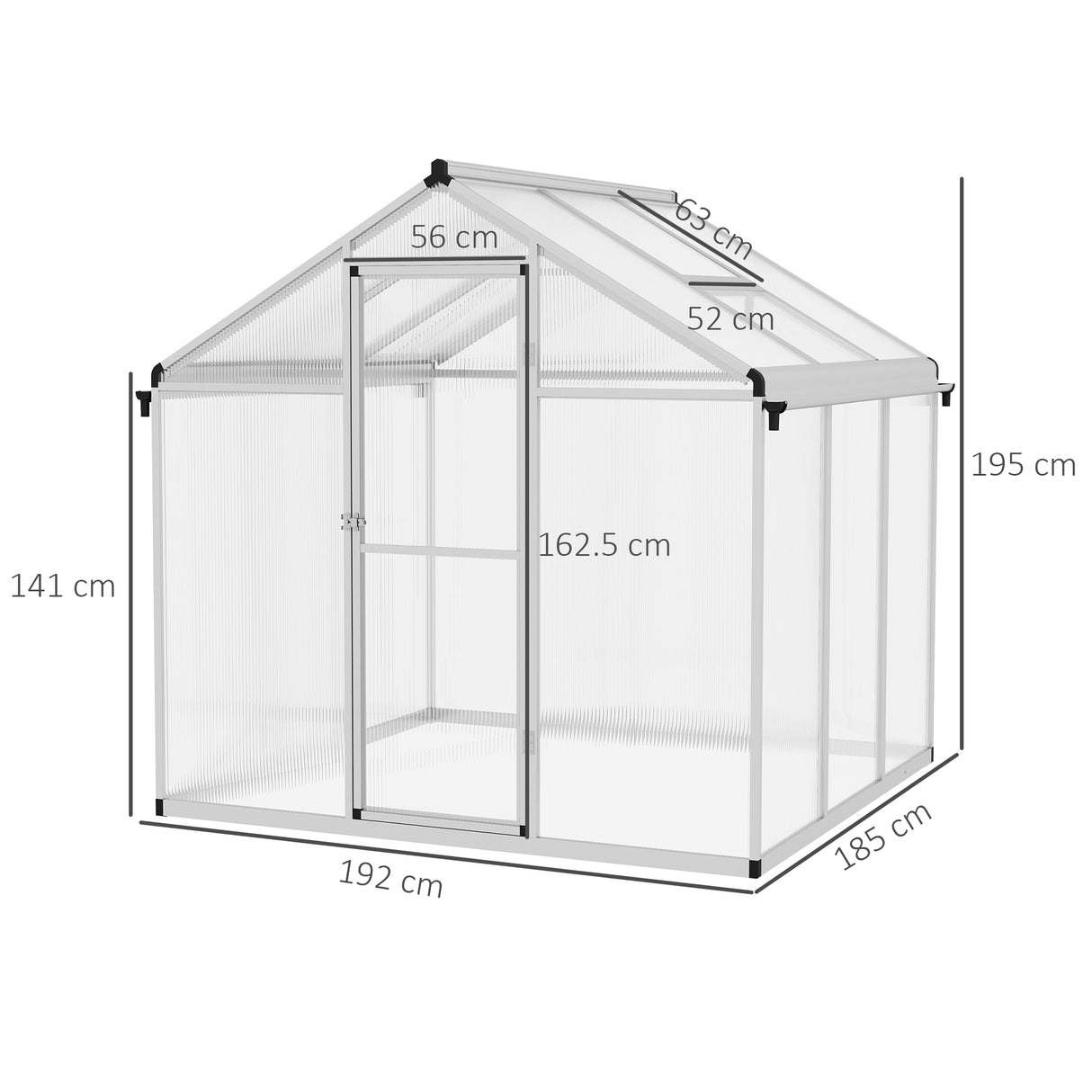 Aluminium Frame Garden Greenhouse 6ft x 6ft - Velmora