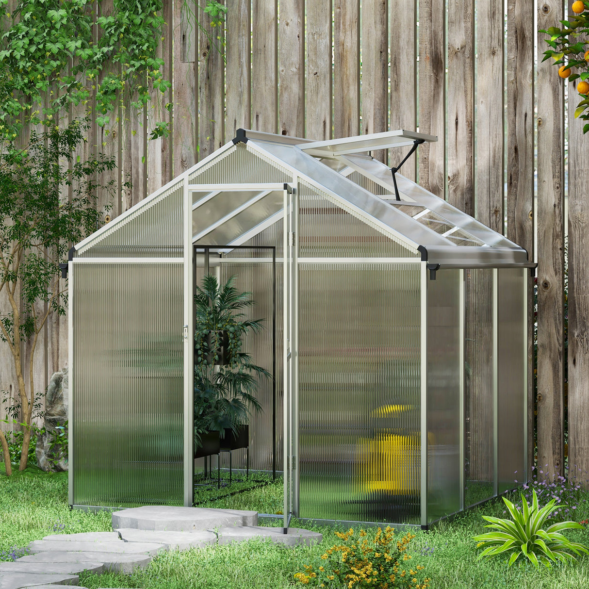 Aluminium Frame Garden Greenhouse 6ft x 6ft - Velmora