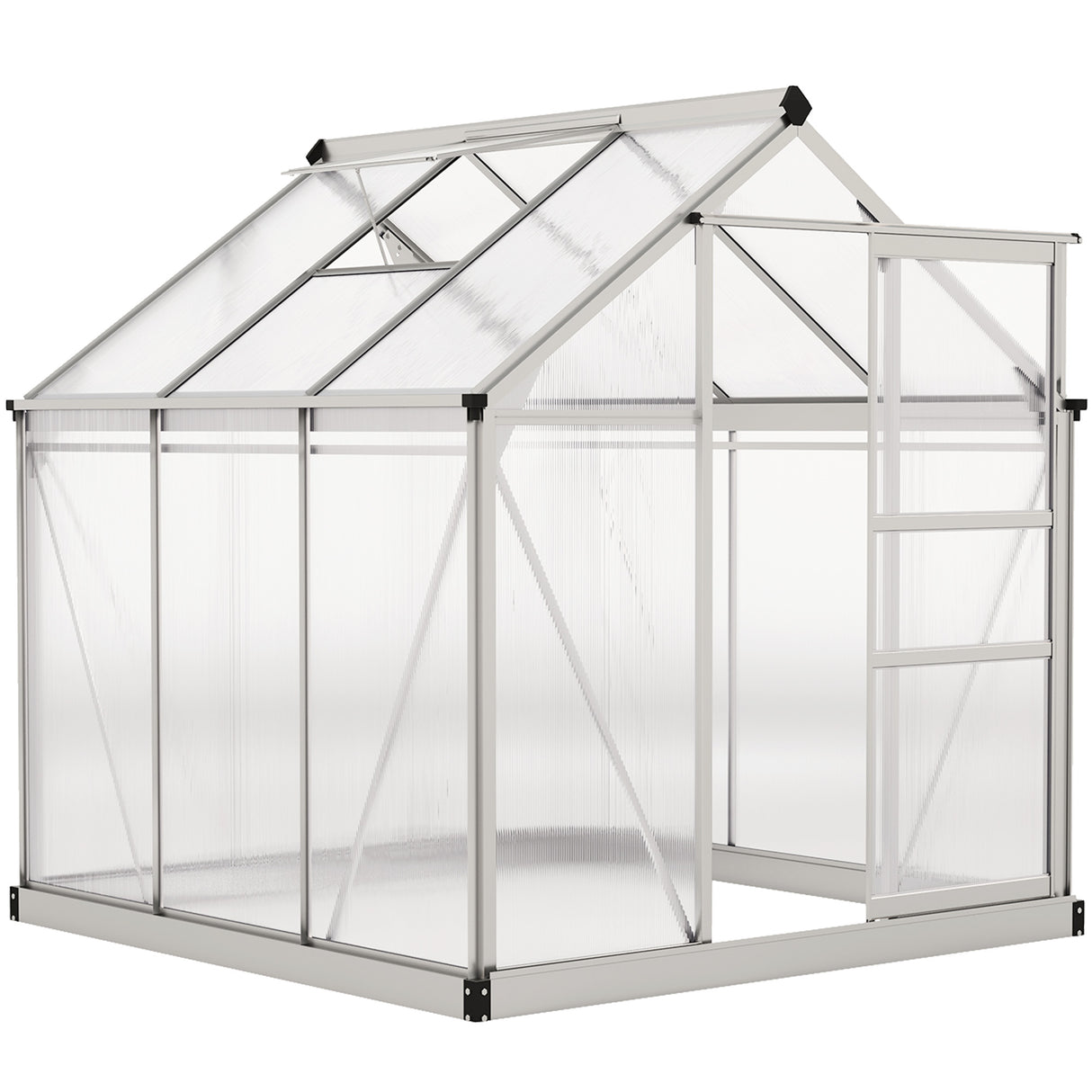Aluminium Frame Garden Greenhouse 6ft x 6ft With Slide Door - Velmora