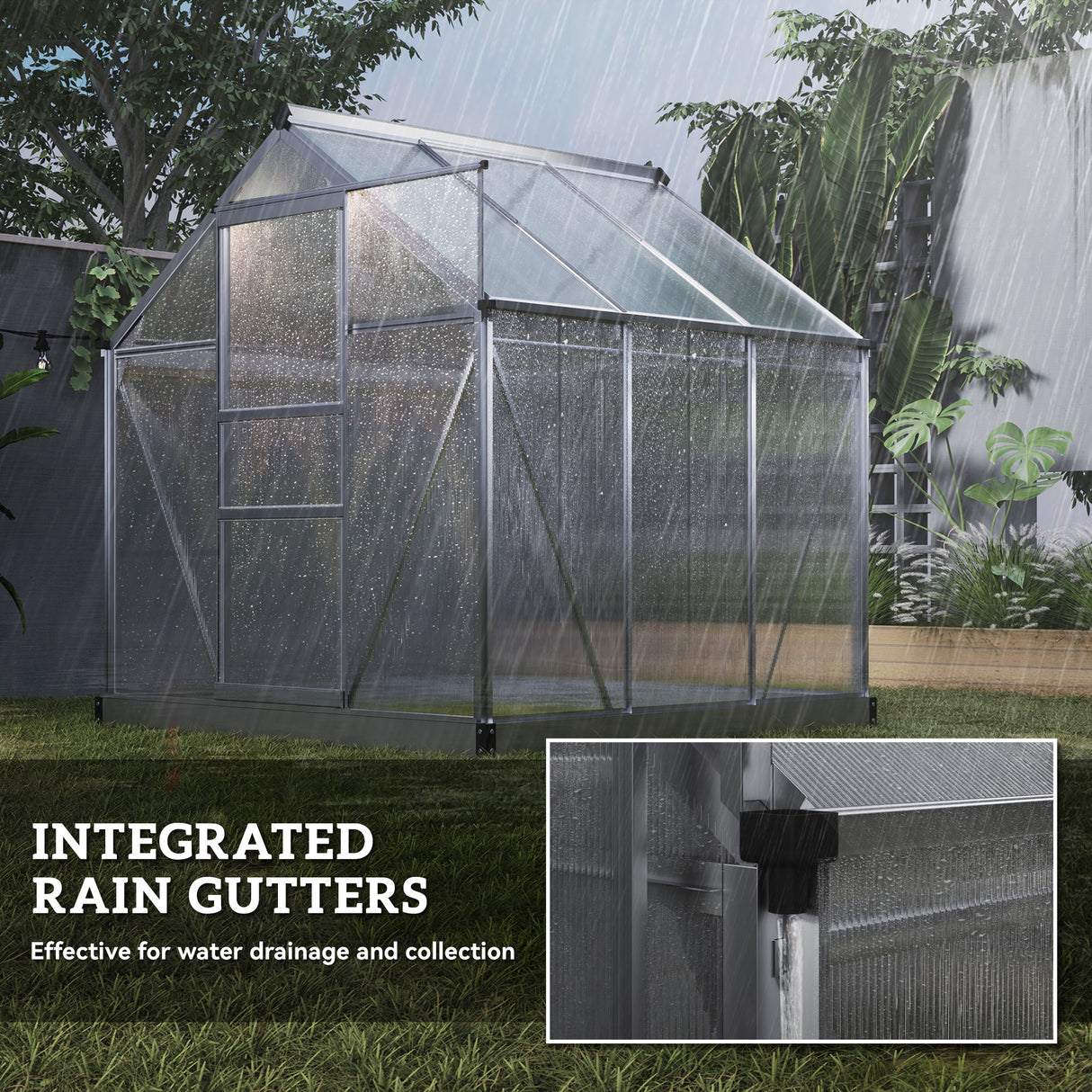 Aluminium Frame Garden Greenhouse 6ft x 6ft With Slide Door - Velmora