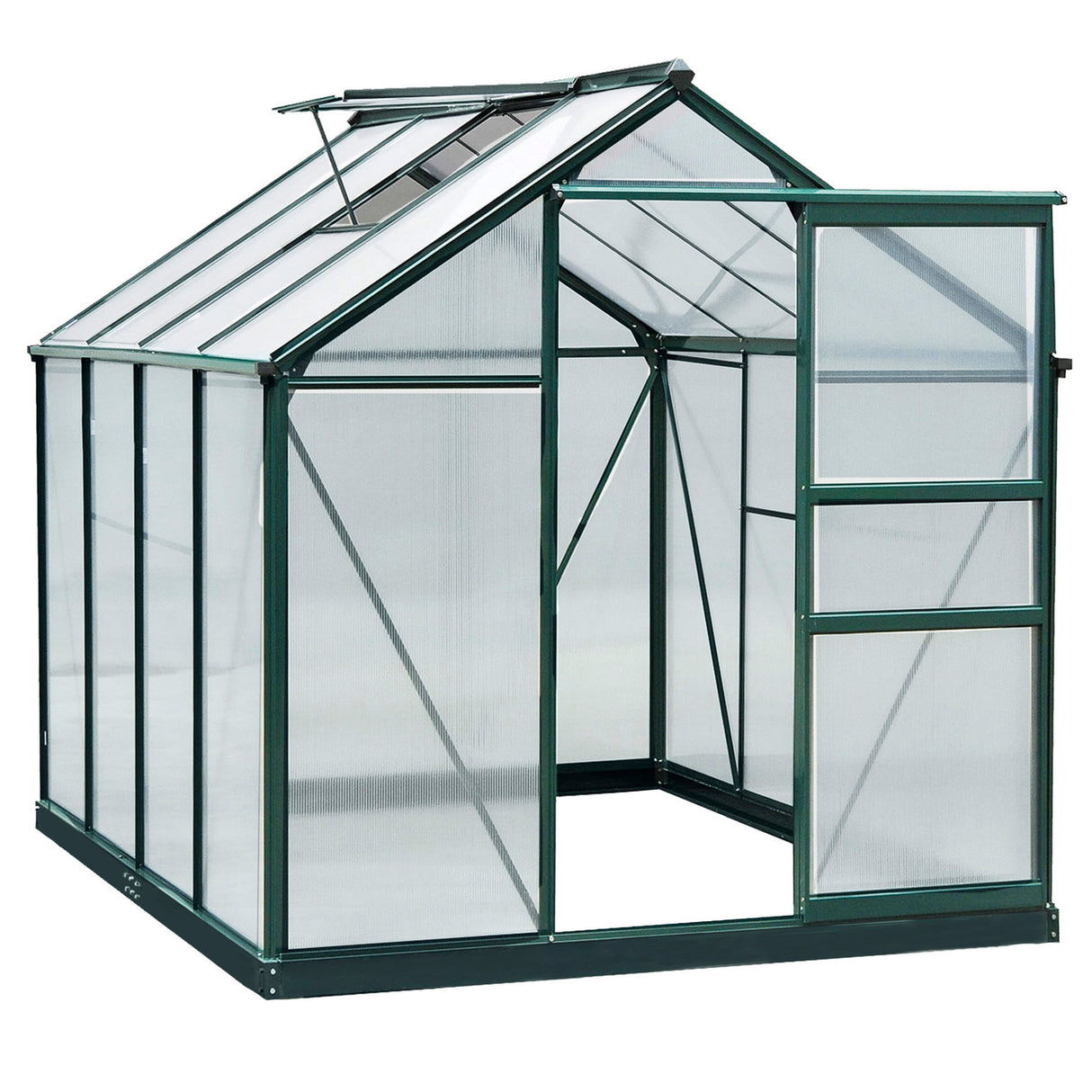 Aluminium Frame Garden Greenhouse 6ft x 8ft With Slide Door - Velmora