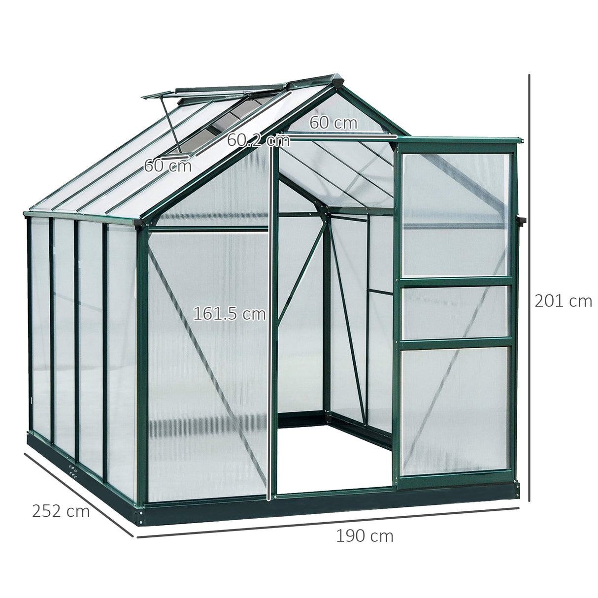 Aluminium Frame Garden Greenhouse 6ft x 8ft With Slide Door - Velmora