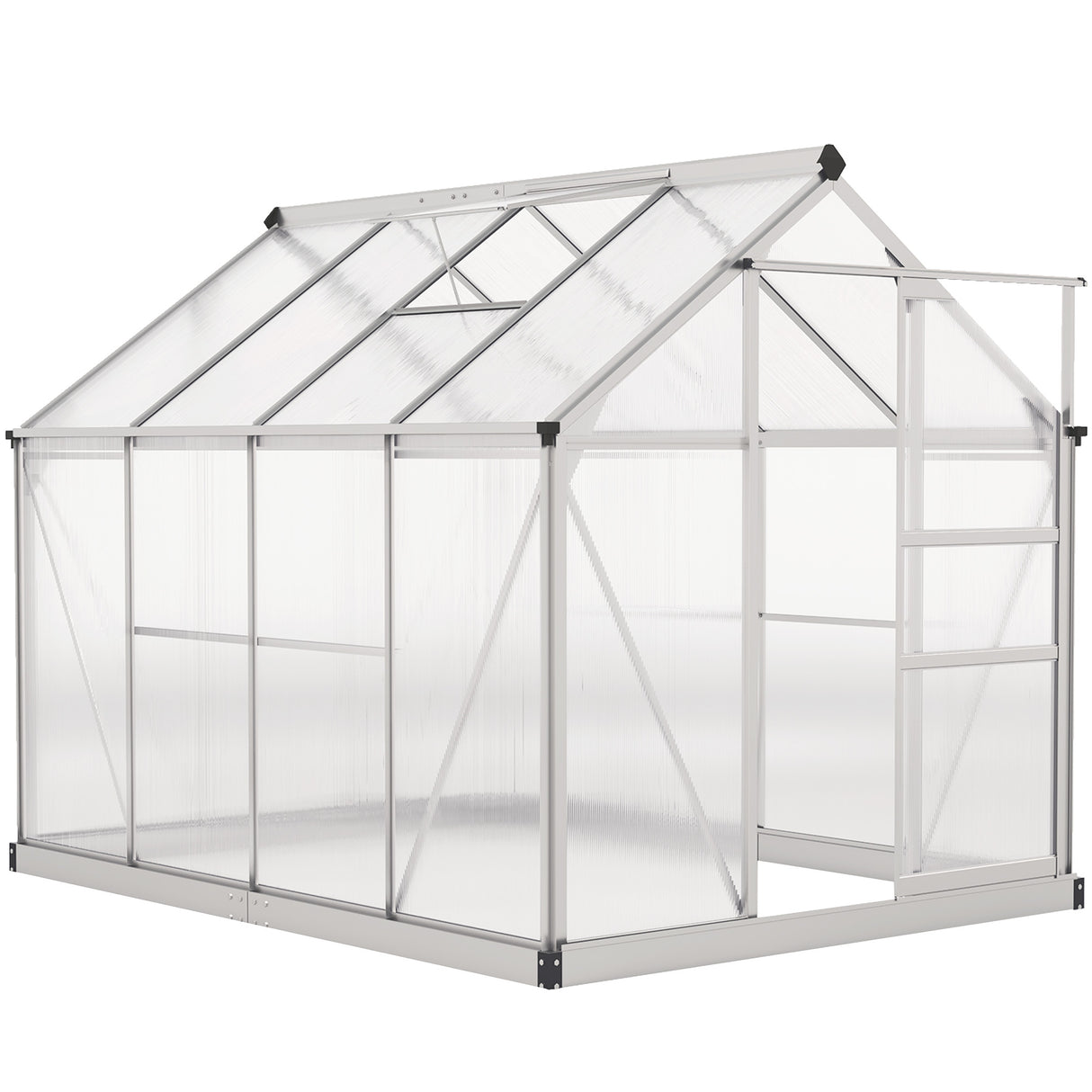 Aluminium Frame Garden Greenhouse 6ft x 8ft With Slide Door - Velmora