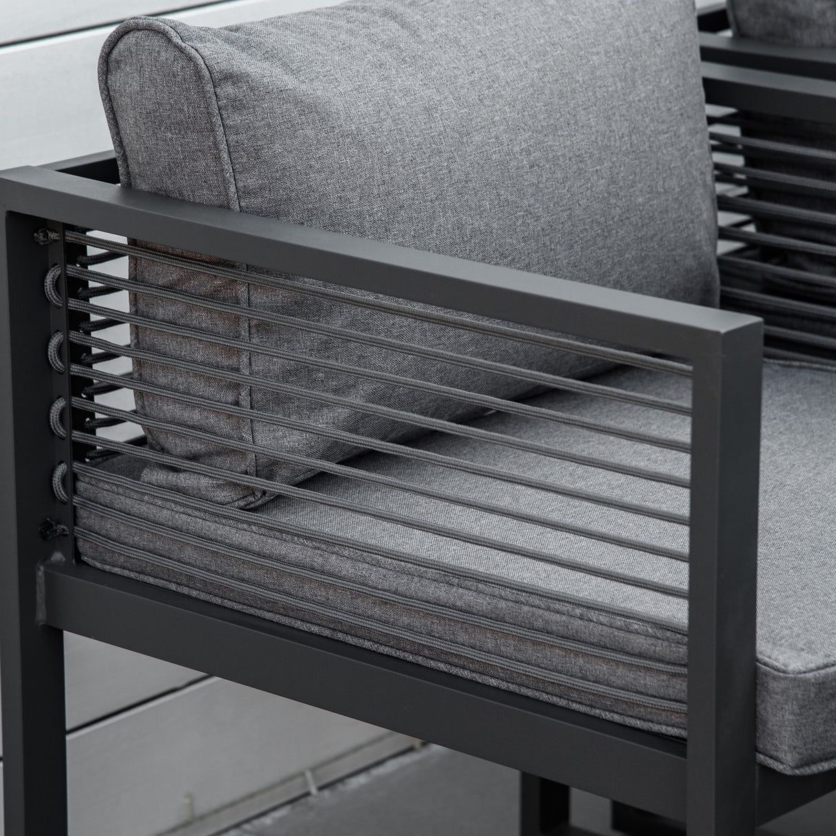 Aluminium Garden Sofa Set With Square Glass Top Table And Stools - Velmora