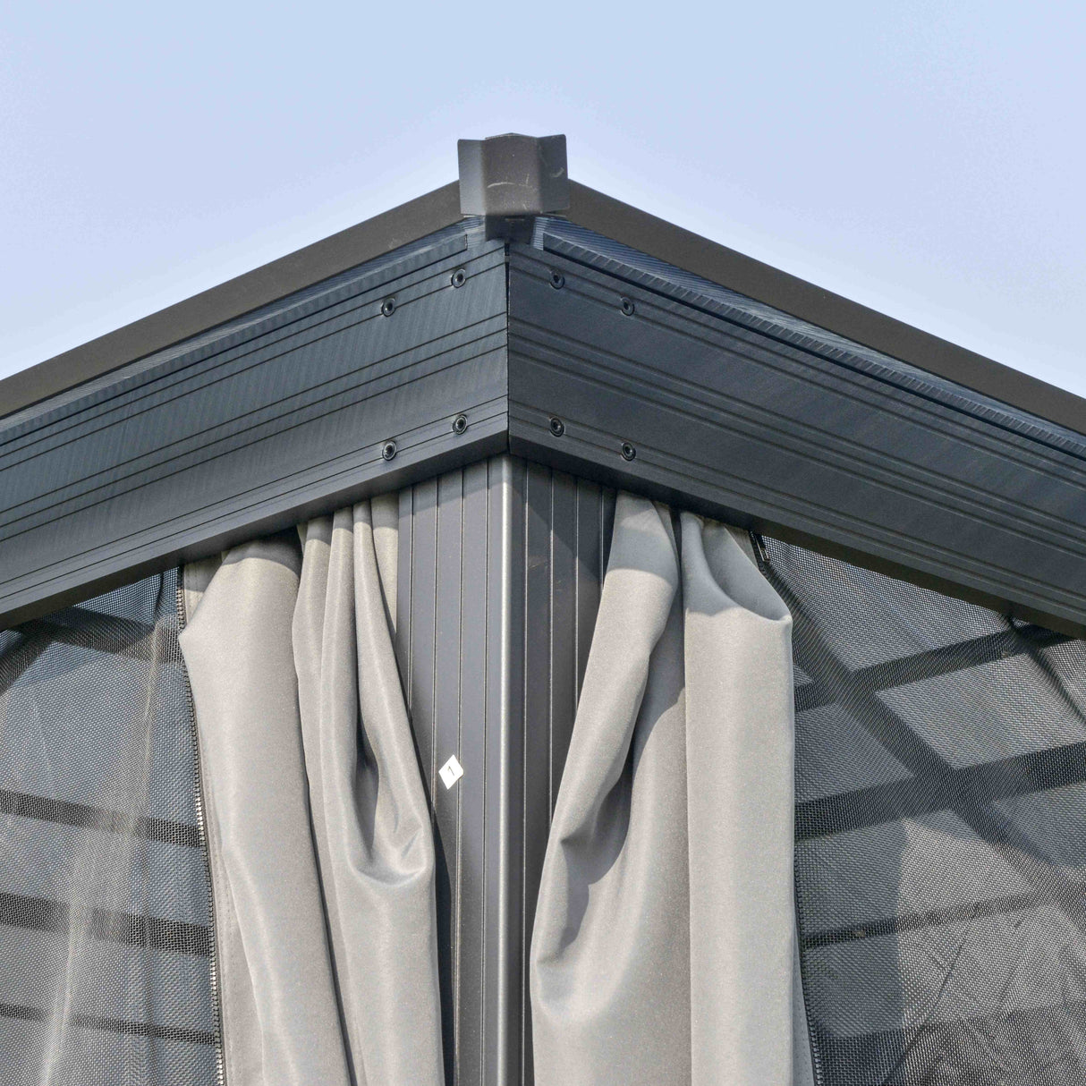Aluminium Hardtop Gazebo 300cm Width x 300cm Depth With Netting And Curtains - Velmora