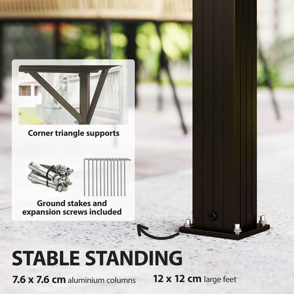 Aluminium Hardtop Gazebo 360cm Width x 301cm Depth With Curtains - Velmora