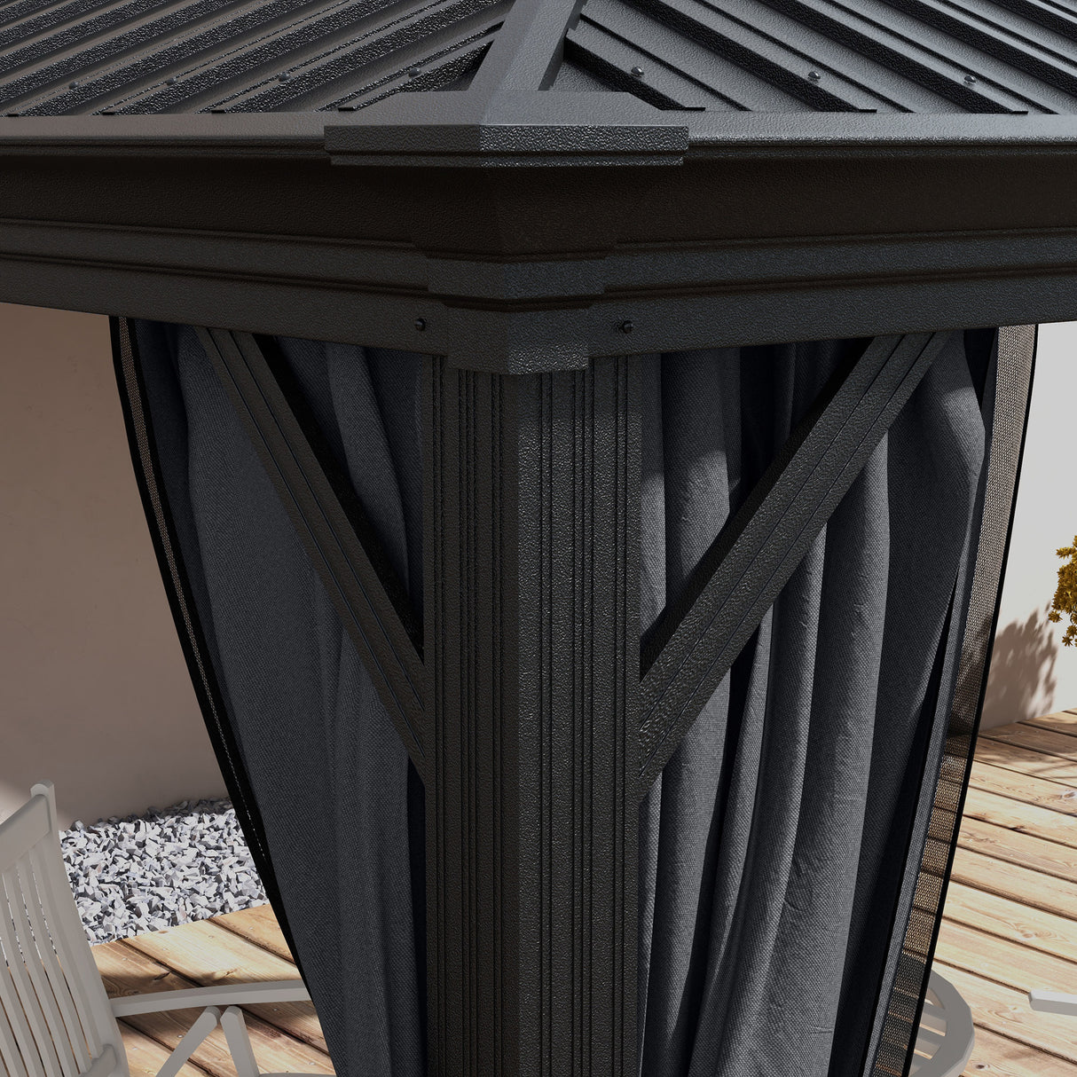 Aluminium Hardtop Gazebo 365cm Width x 300cm Depth With Double Roof - Velmora