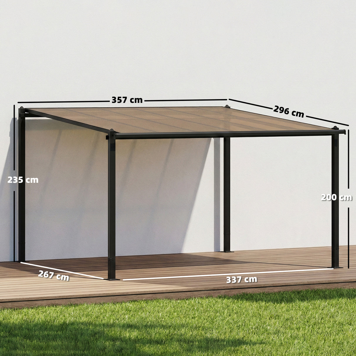 Aluminium Hardtop Gazebo Pergola 357cm Width x 296cm Depth - Velmora