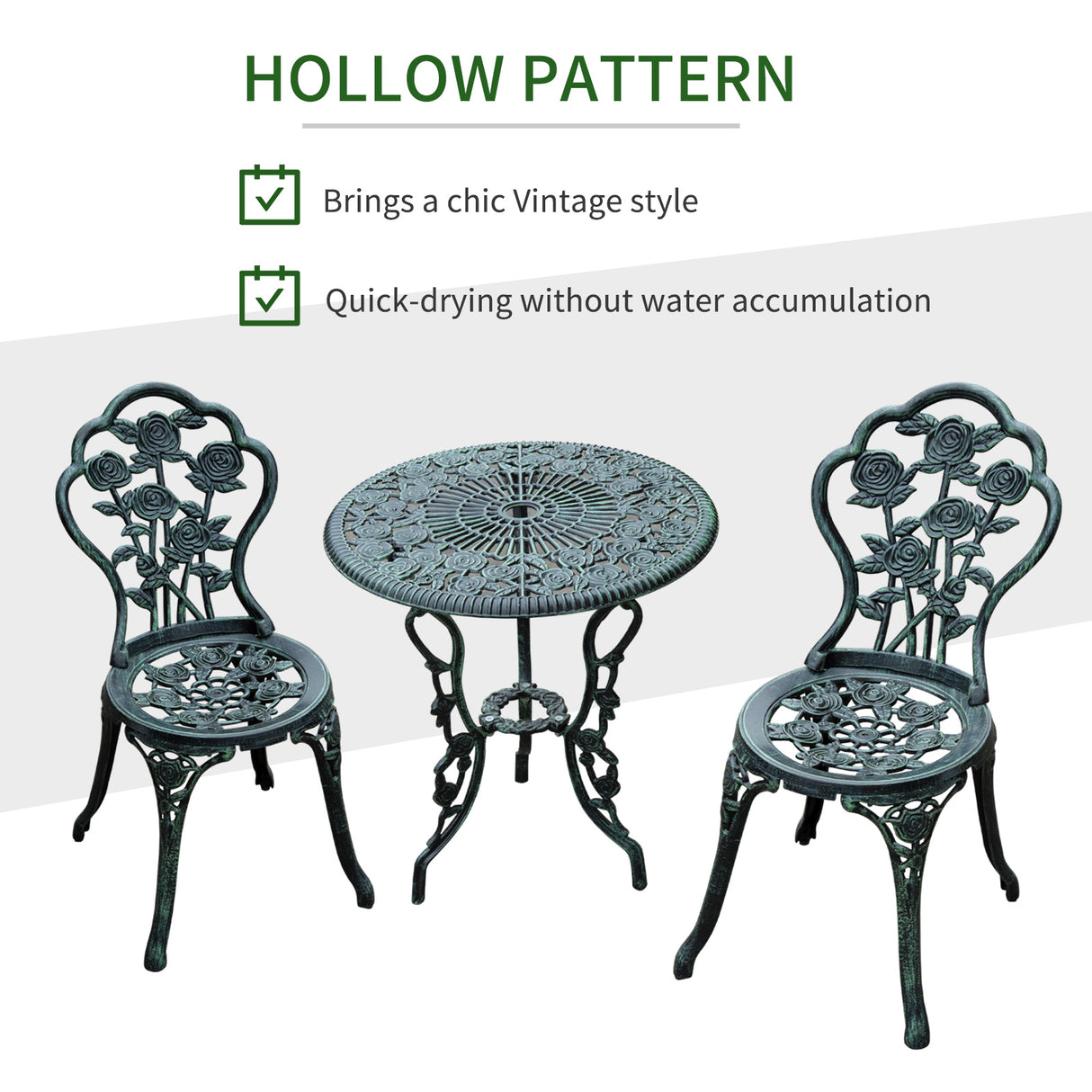 Aluminium Patio 3 Pieces Garden Bistro Set - Velmora