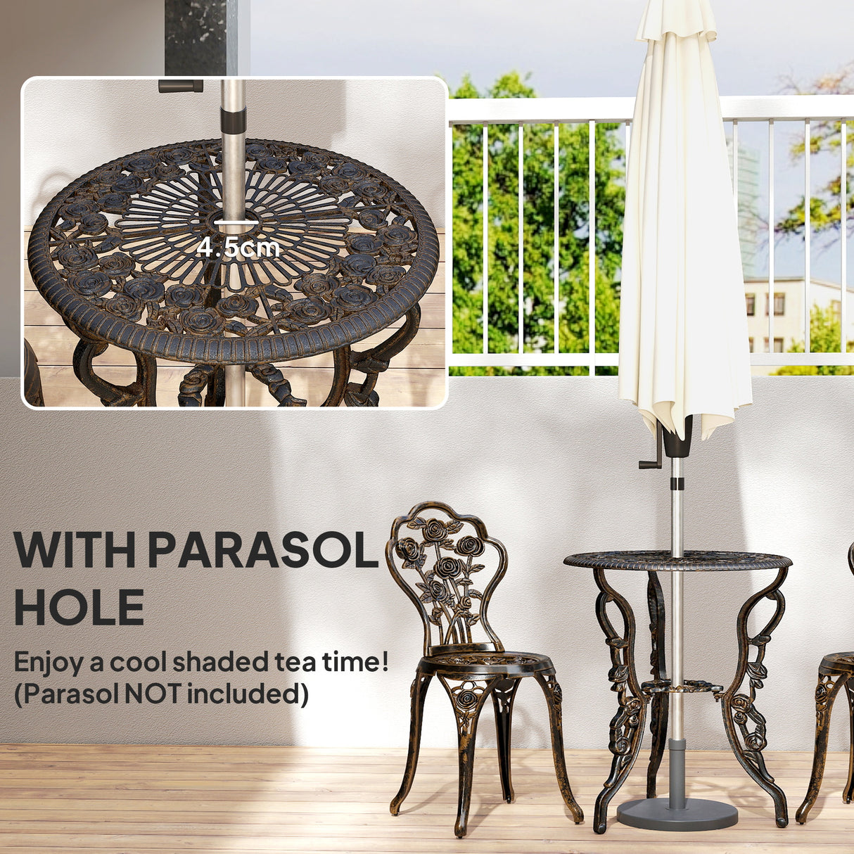 Aluminium Patio 3 Pieces Garden Bistro Set - Velmora