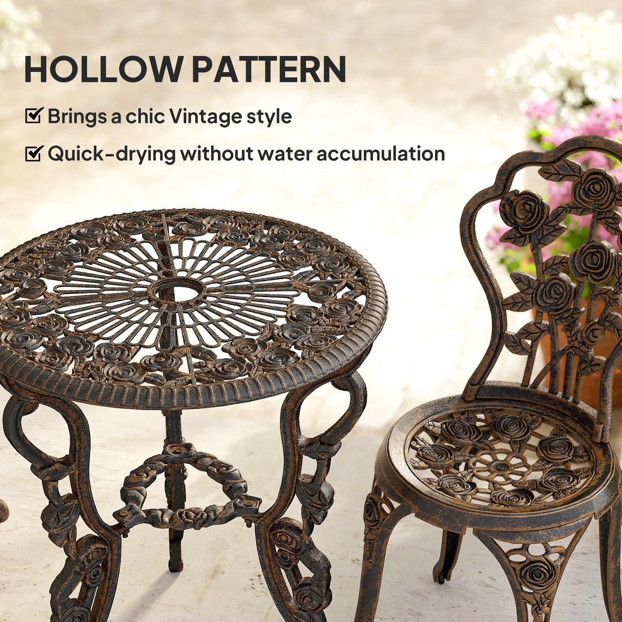 Aluminium Patio 3 Pieces Garden Bistro Set - Velmora