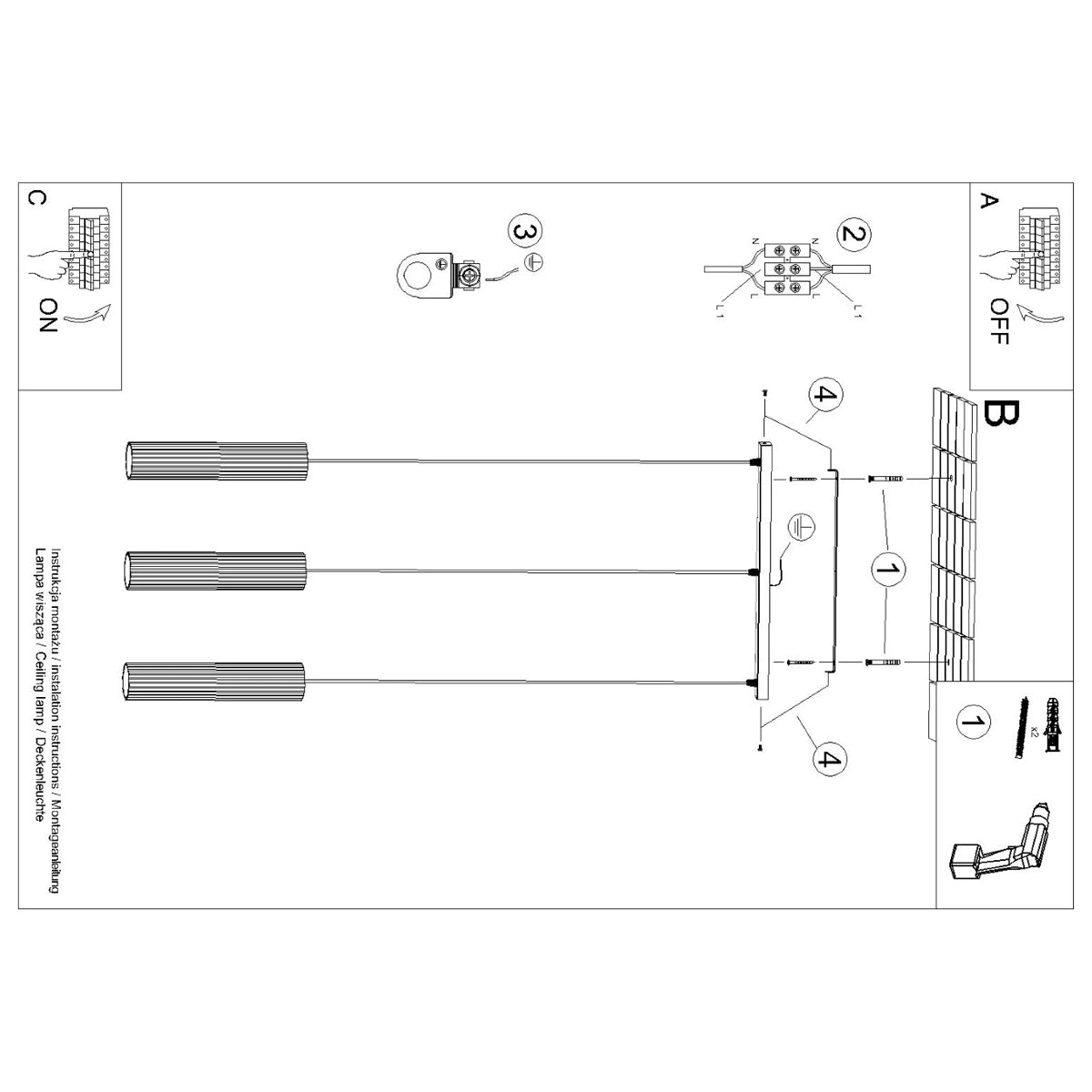 Aluminium Pendant Light With Karbon 3L Lamp - Deep Space