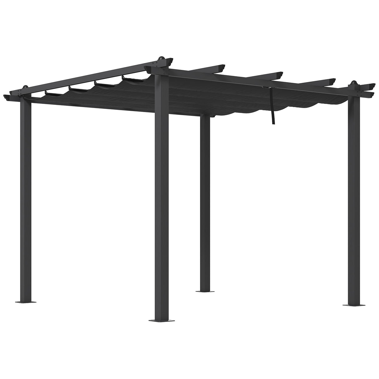 Aluminium Pergola With Retractable Roof 297cm Width x 297cm Depth - Velmora