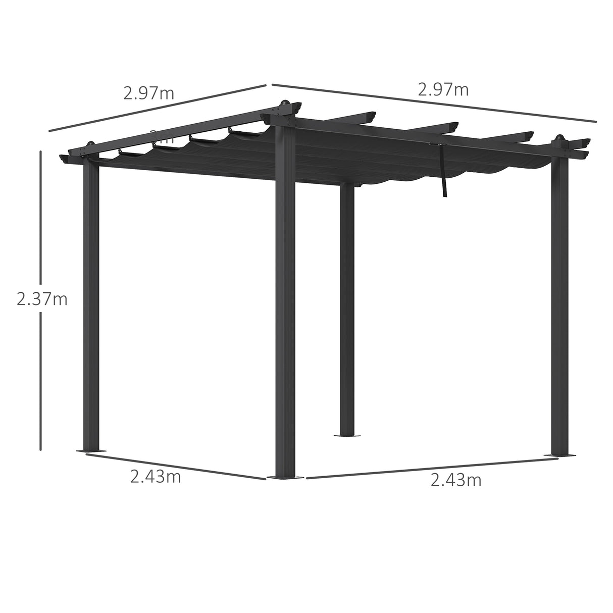 Aluminium Pergola With Retractable Roof 297cm Width x 297cm Depth - Velmora