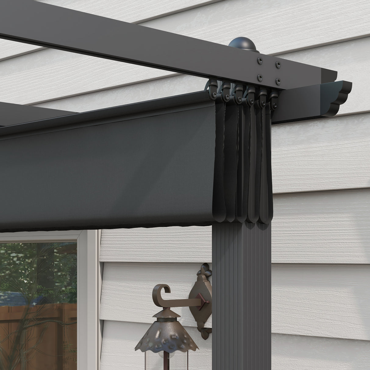 Aluminium Pergola With Retractable Roof 395cm Width x 296cm Depth - Velmora
