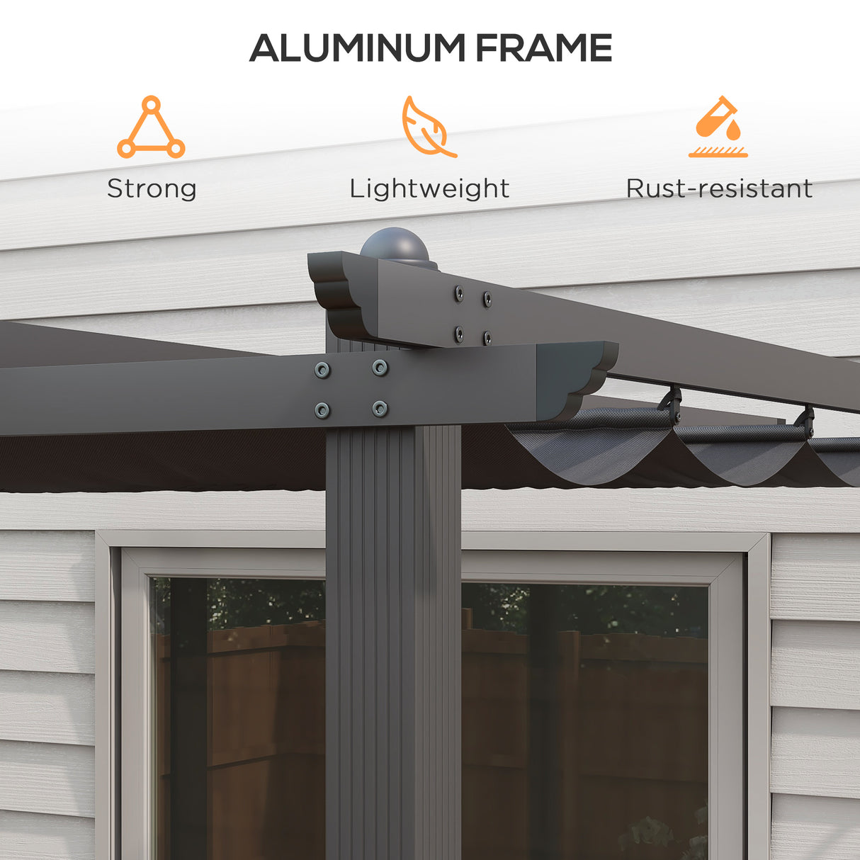 Aluminium Pergola With Retractable Roof 395cm Width x 296cm Depth - Velmora