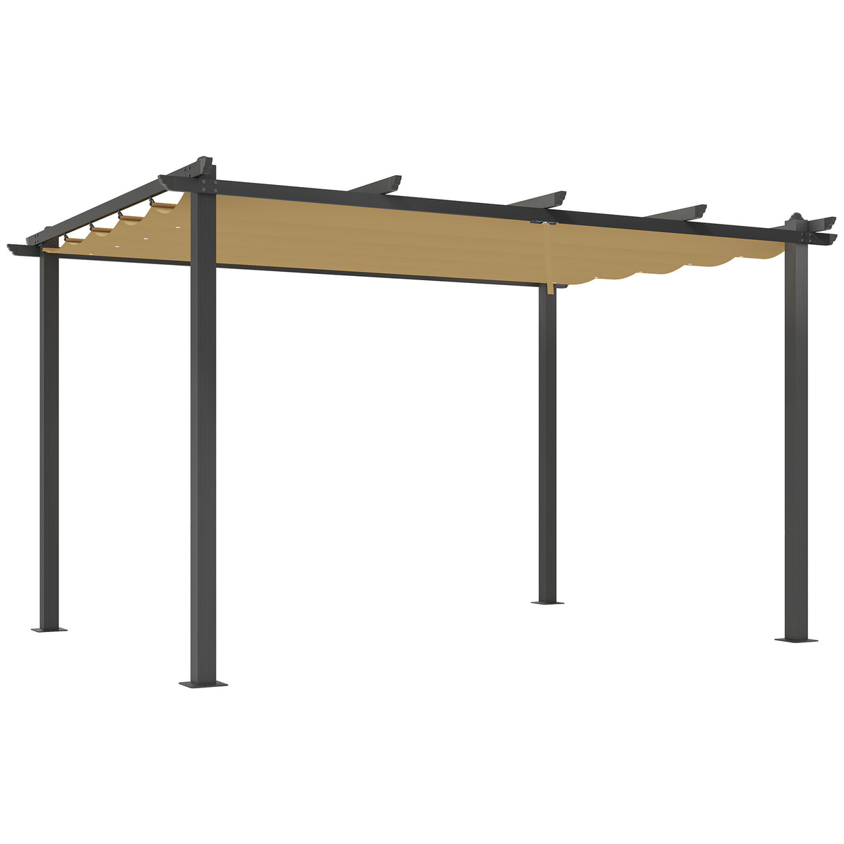Aluminium Pergola With Retractable Roof 395cm Width x 296cm Depth - Velmora