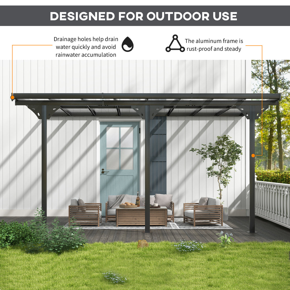 Aluminium Retractable Pergola Canopy 435cm Width x 302cm Depth - Velmora