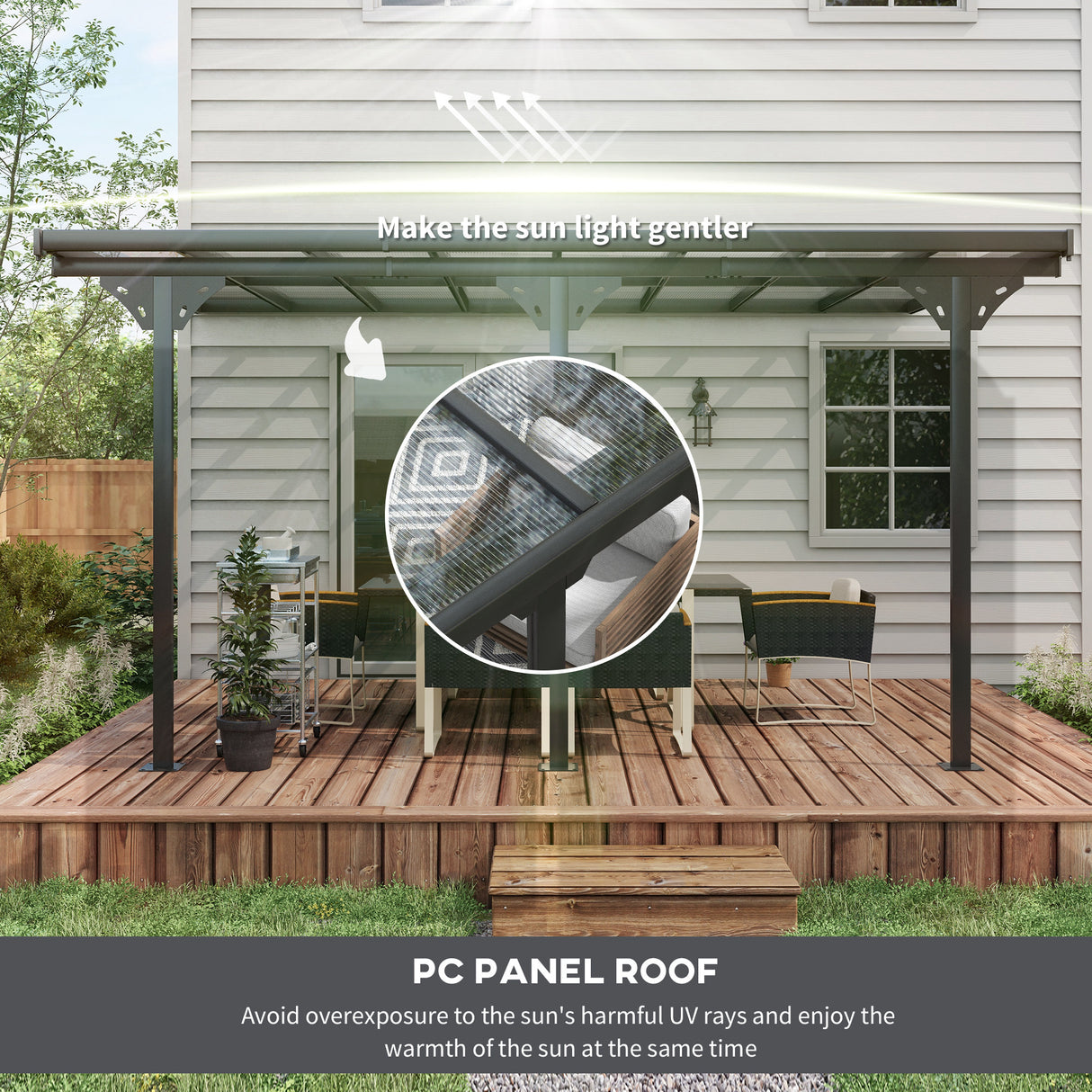 Aluminium Retractable Pergola Canopy 435cm Width x 302cm Depth - Velmora