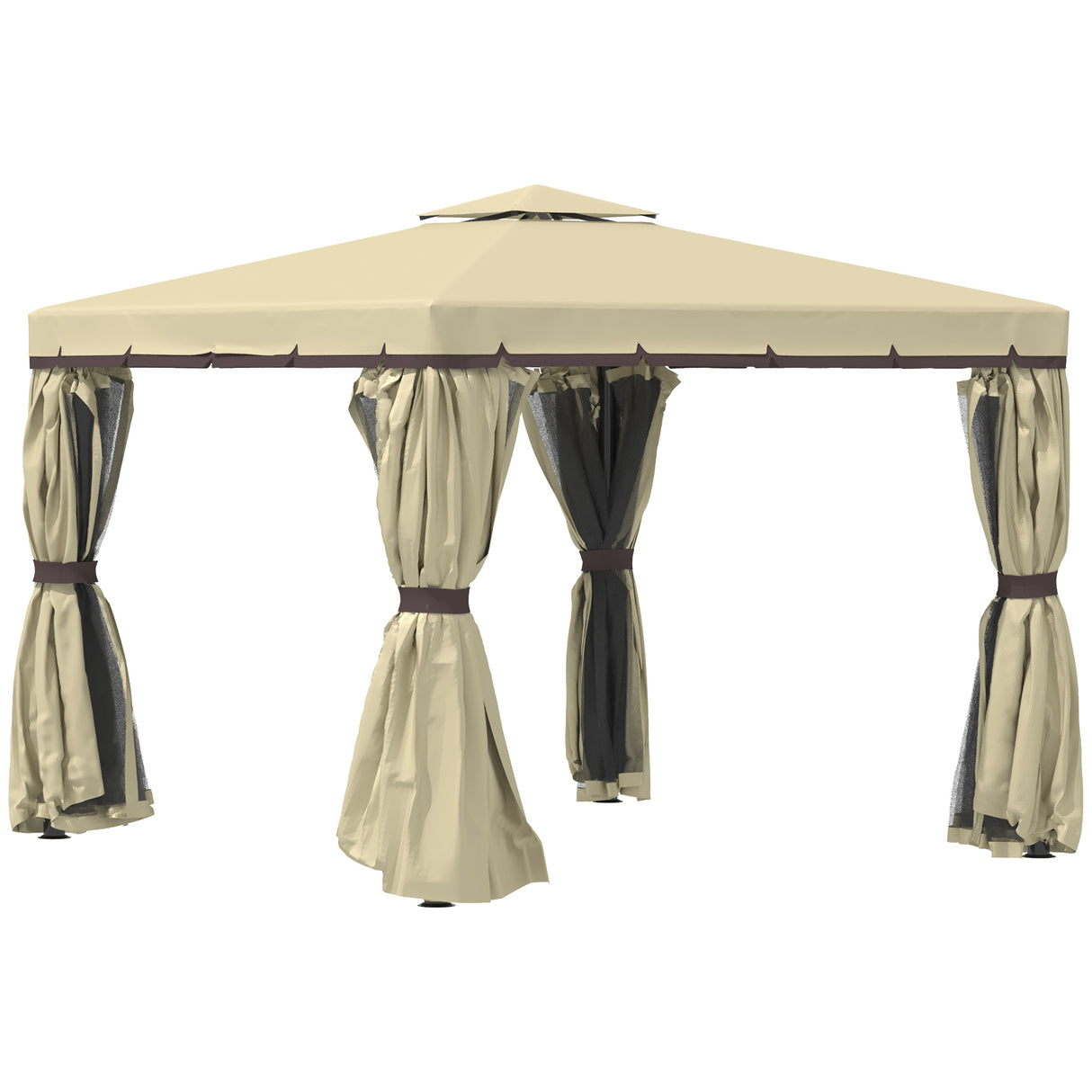 Aluminium Softtop Gazebo 296cm Width x 296cm Depth With Curtains - Velmora