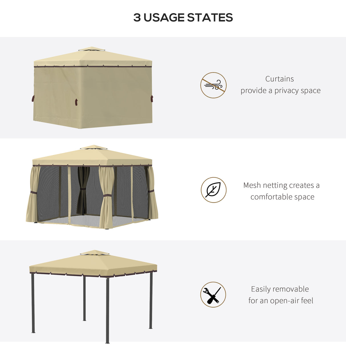 Aluminium Softtop Gazebo 296cm Width x 296cm Depth With Curtains - Velmora