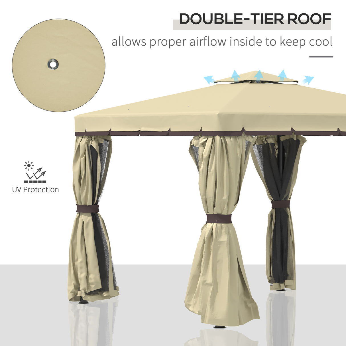 Aluminium Softtop Gazebo 296cm Width x 296cm Depth With Curtains - Velmora