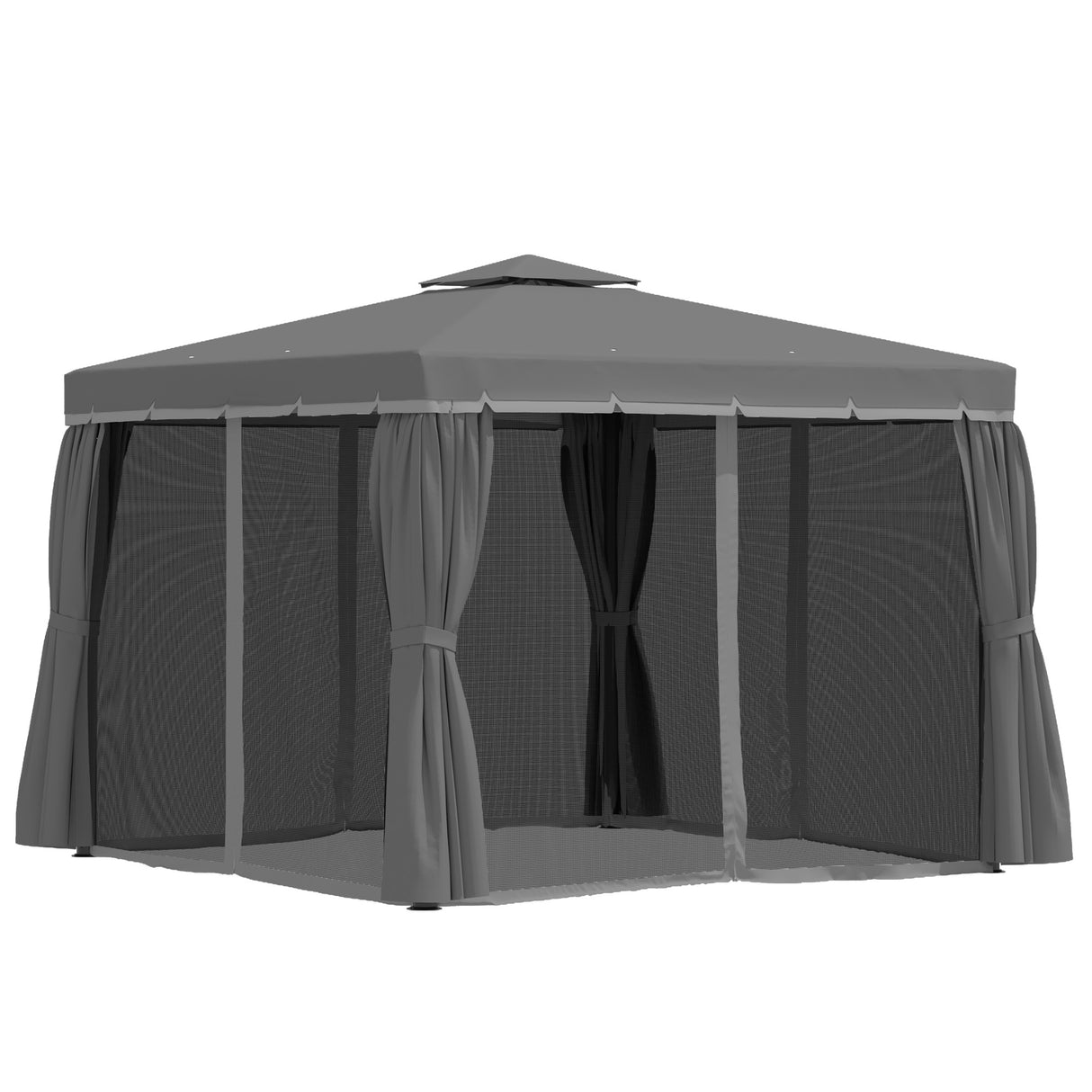 Aluminium Softtop Gazebo 296cm Width x 296cm Depth With Curtains - Velmora