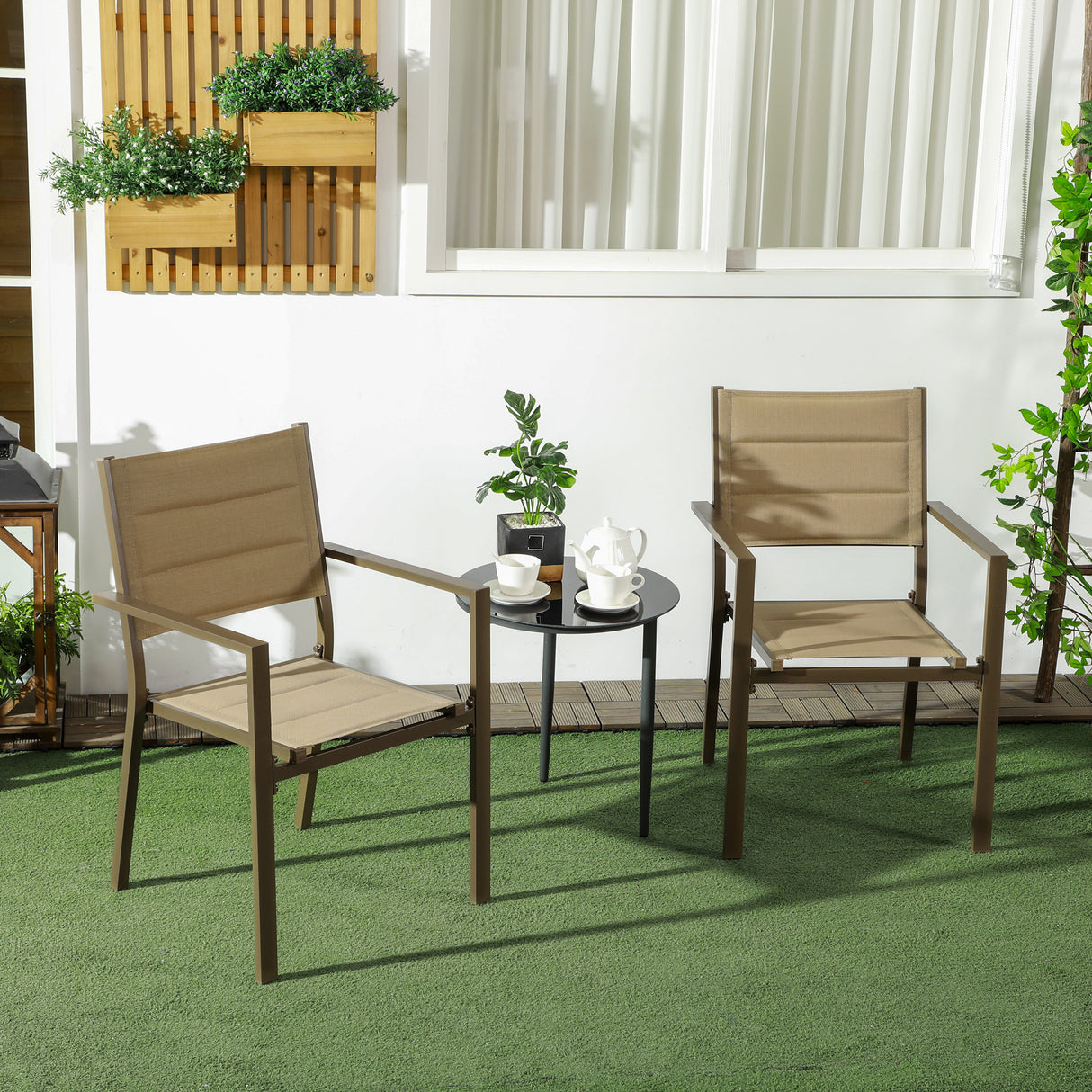 Aluminium Stacking Garden Chairs in Set of 2 - Velmora