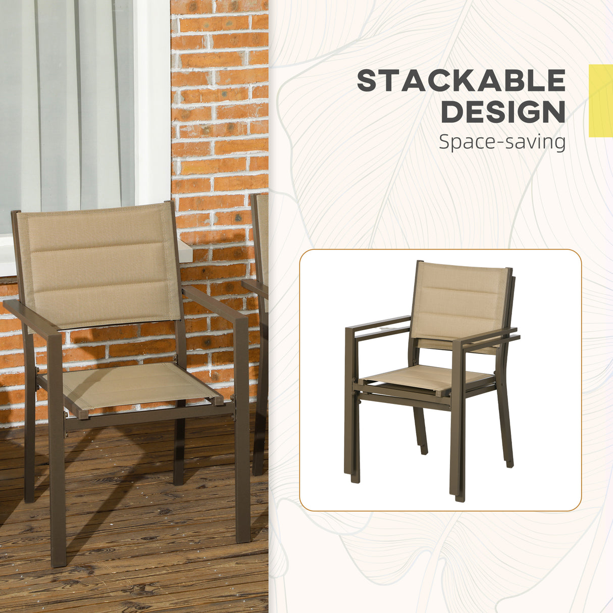 Aluminium Stacking Garden Chairs in Set of 2 - Velmora