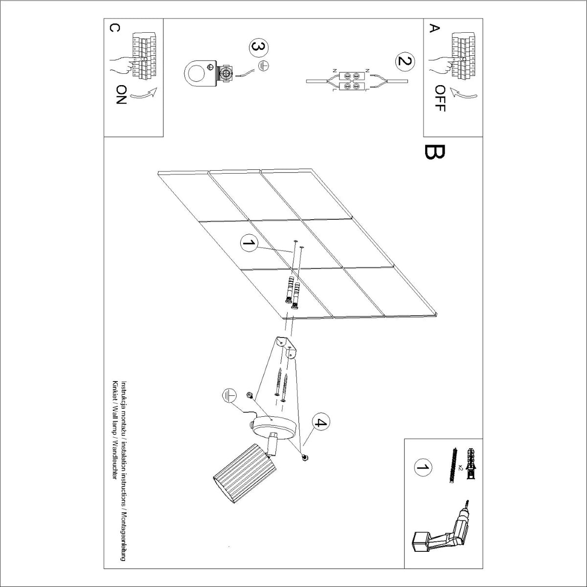 Aluminium Wall Light With Karbon Lamp And With A Switch - Deep Space