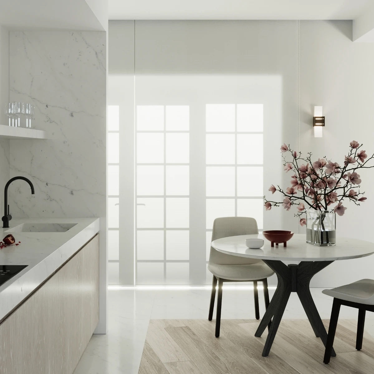 Aluminium Wall Light With Loreto Glass Lamp - Deep Space