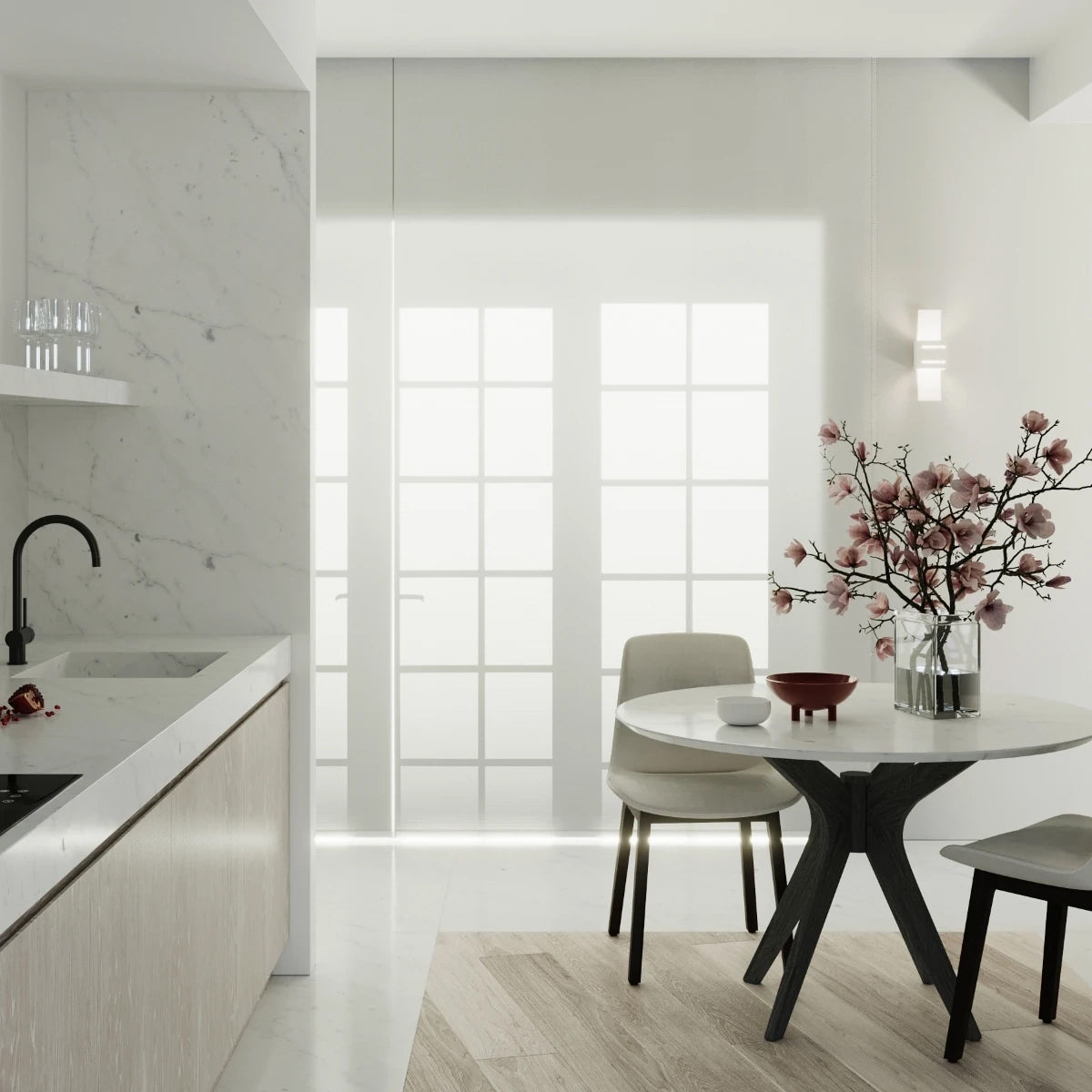 Aluminium Wall Light With Loreto Glass Lamp - Deep Space