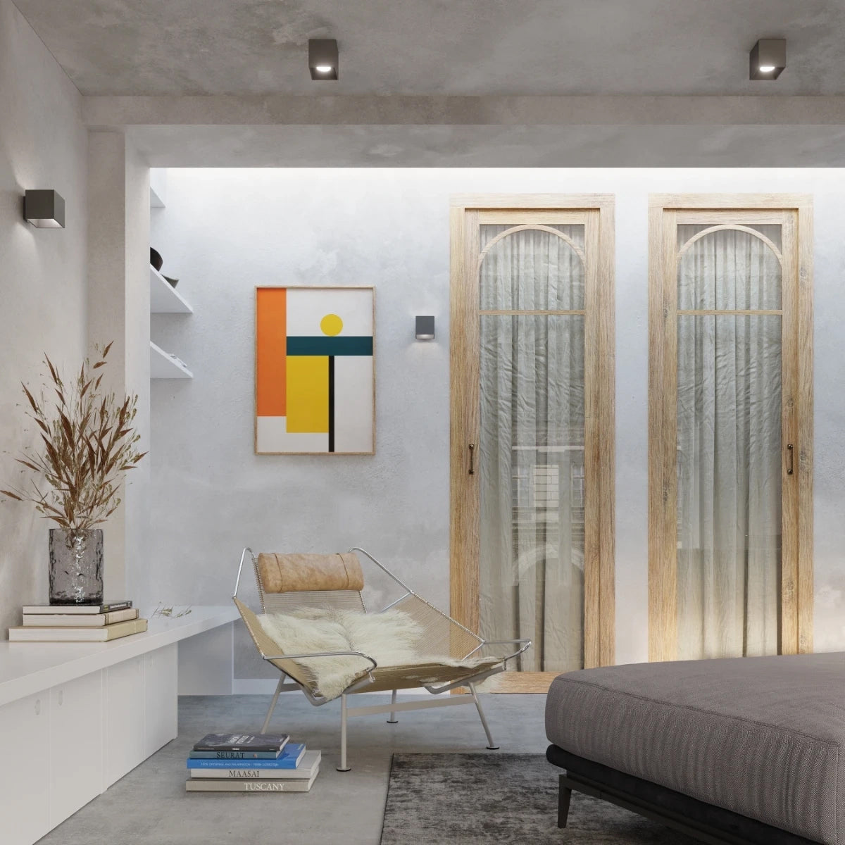 Aluminium Wall Light With Quad 1 Lamp - Deep Space