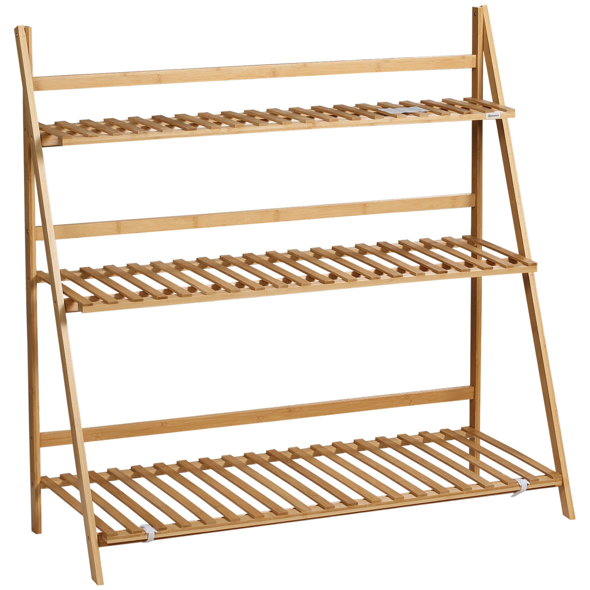 Bamboo 3 Tier Folding Plant Stand 100cm Wide - Velmora