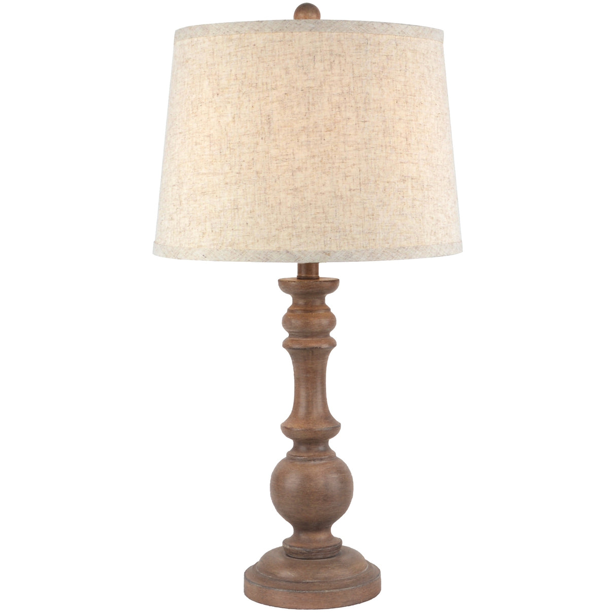 Beige Edged Linen Shade Table Lamp With Neutral-Toned Wooden Base - Seraphia