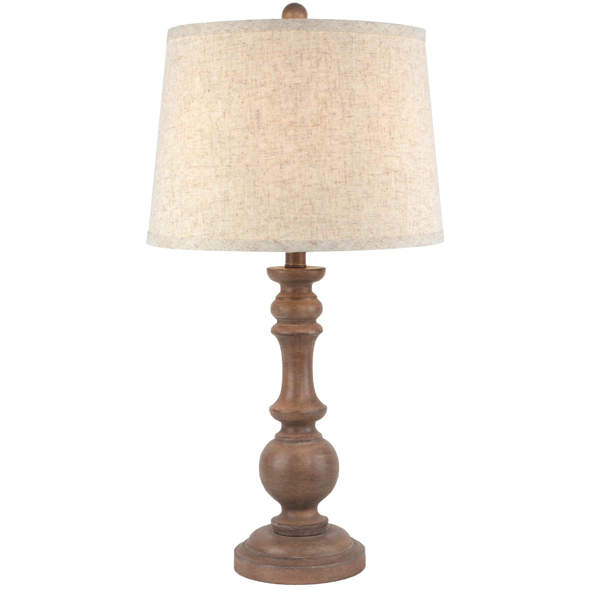 Beige Edged Linen Shade Table Lamp With Neutral-Toned Wooden Base - Seraphia