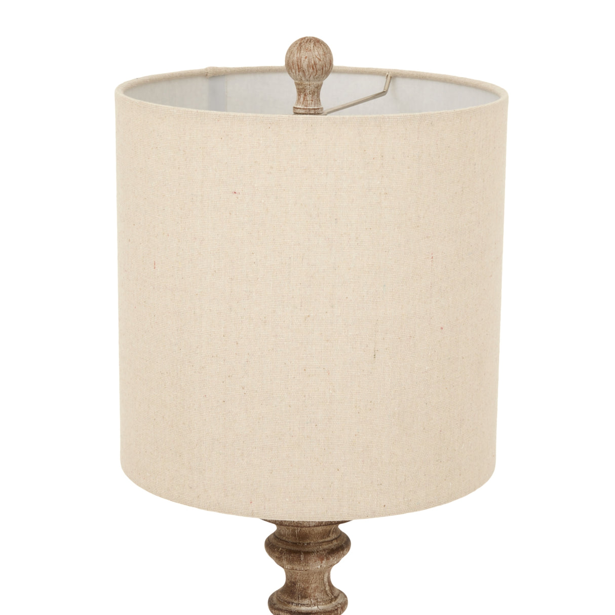 Beige Linen Shade Table Lamp With Candlestick Wooden Base - Pallido