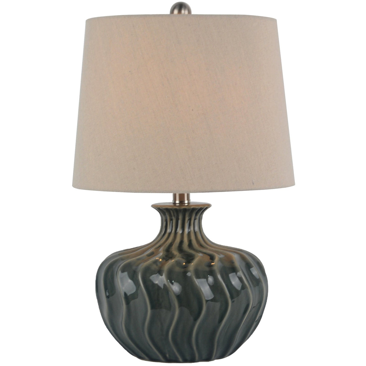 Beige Linen Shade Table Lamp With Ceramic Base - Veyla
