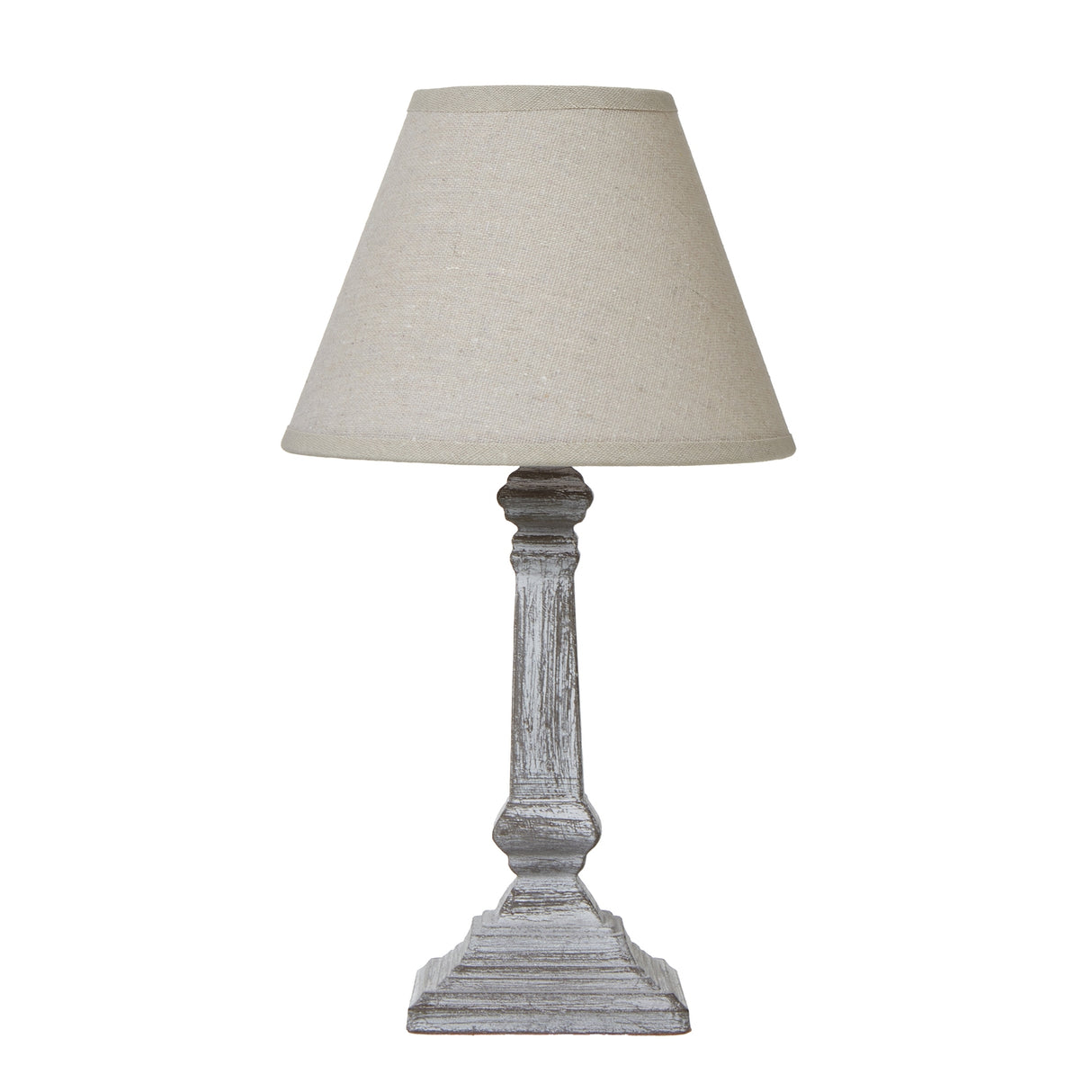 Beige Linen Shade Table Lamp With Column-Inspired Wooden Base - Capsa