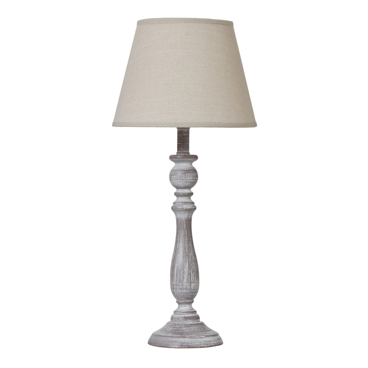 Beige Linen Shade Table Lamp With Column-Inspired Wooden Base - Dunum