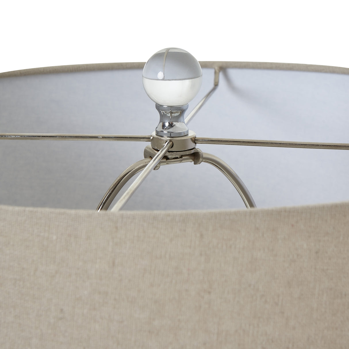 Beige Linen Shade Table Lamp With Grey Shadows Glass Base - Perth