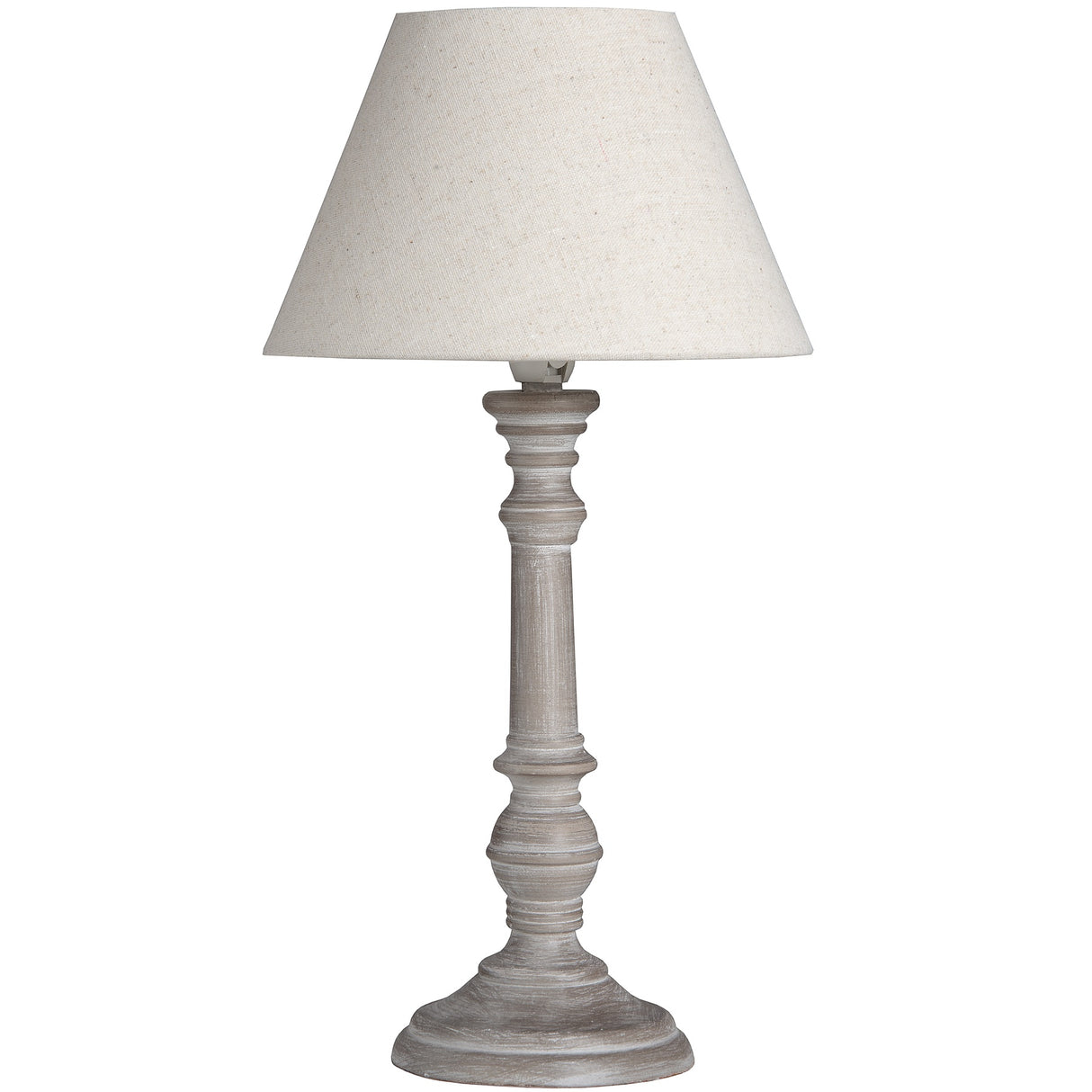 Beige Linen Shade Table Lamp With Neutral Washed Wooden Base - Pella