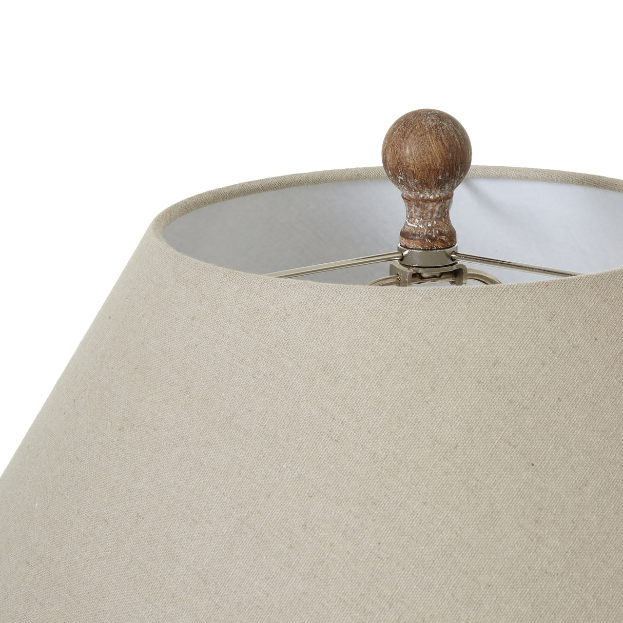 Beige Linen Shade Table Lamp With Neutral Wooden Base - Saturn