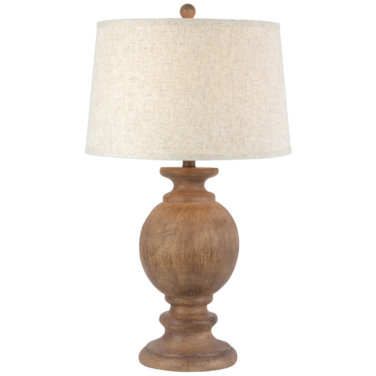 Beige Linen Shade Table Lamp With Oak Wooden Base - Clarion