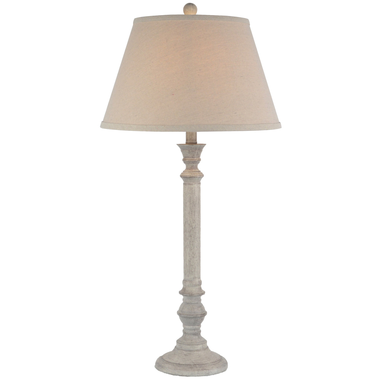 Beige Linen Shade Table Lamp With Washed Wooden Base - Liora