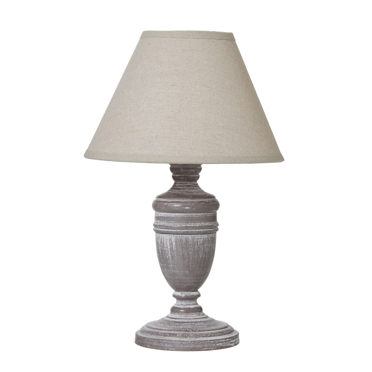 Beige Linen Shade Table Lamp With Weathered Wooden Base - Metis