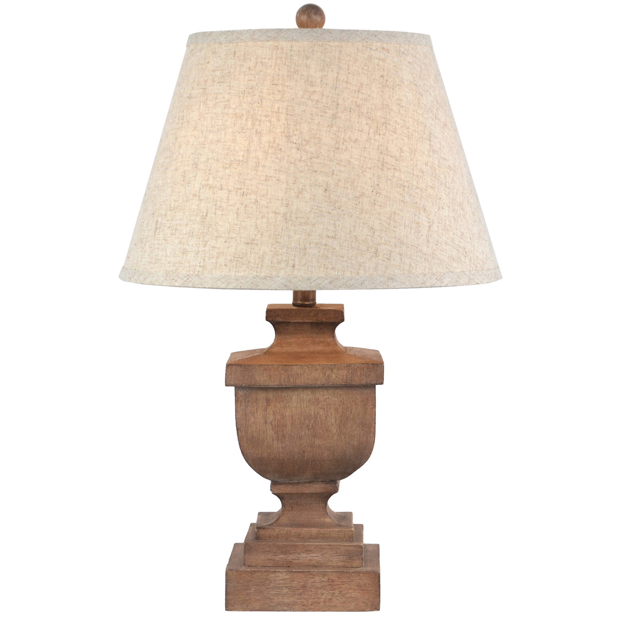 Beige Linen Shade Table Lamp With Wooden Base - Ravelle