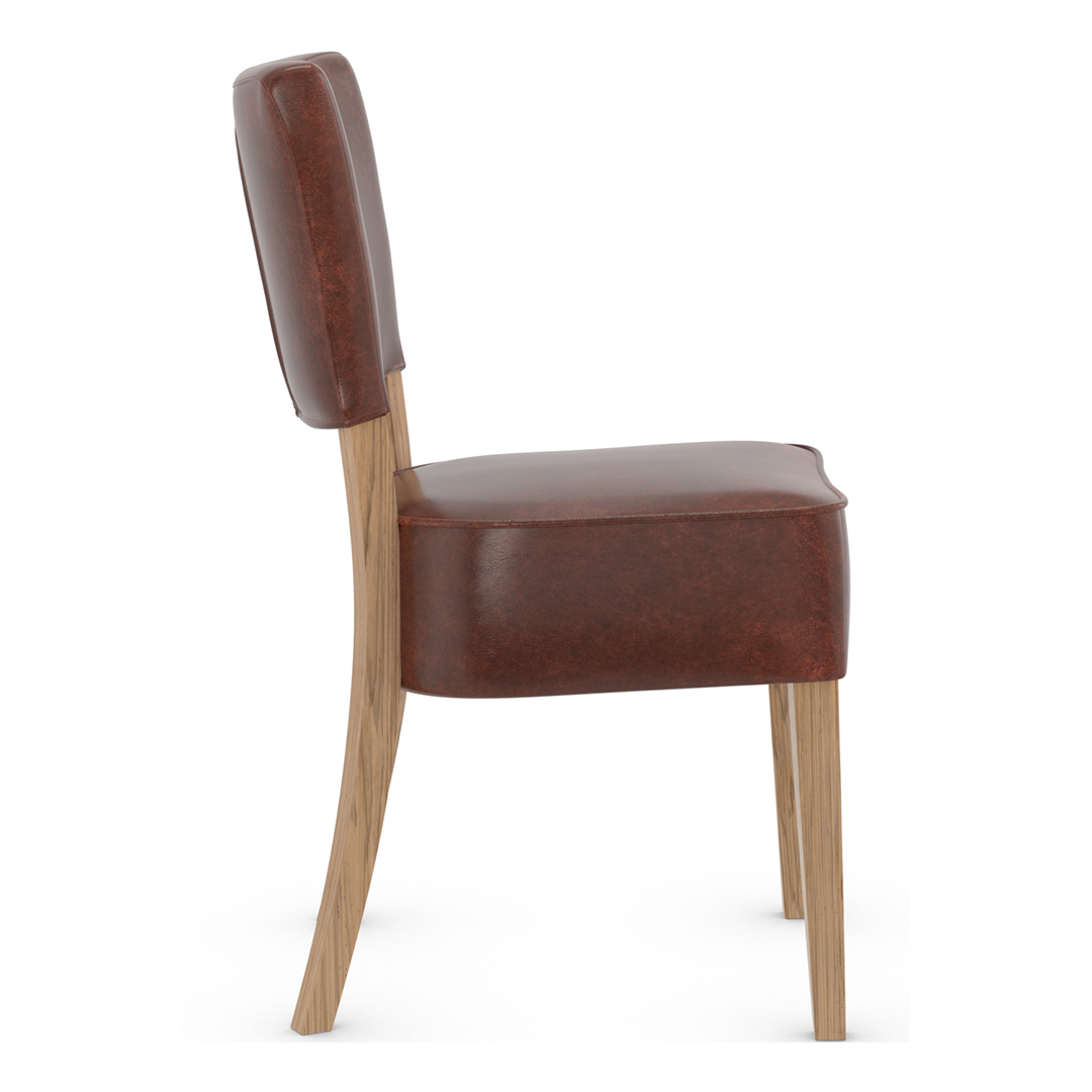 Bonded Leather Dining Chair With Rustic Oak Wooden Legs - Greystone